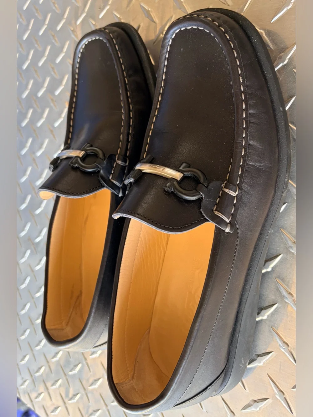 Salvatore Ferragamo Black Leather Horsebit Loafers